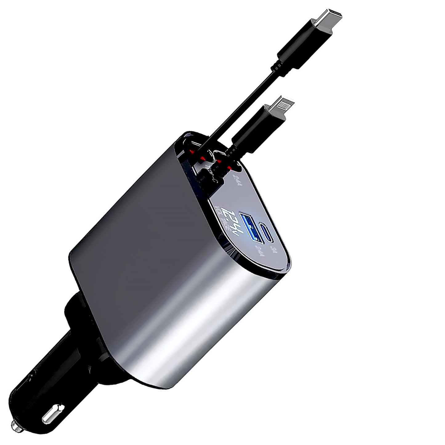 Retractable 4 in 1 Car Charger PD Fast Charge Adapter