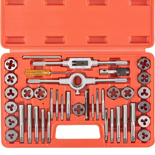 SAE Tap and Die Set Standard | #4, 6, 8, 10, 12, 1/4, 5/16, 3/8, 7/16, 1/2" Tap Set and Die Set | Thread Repair Kits for Threading and Rethreading Internal and External Threads