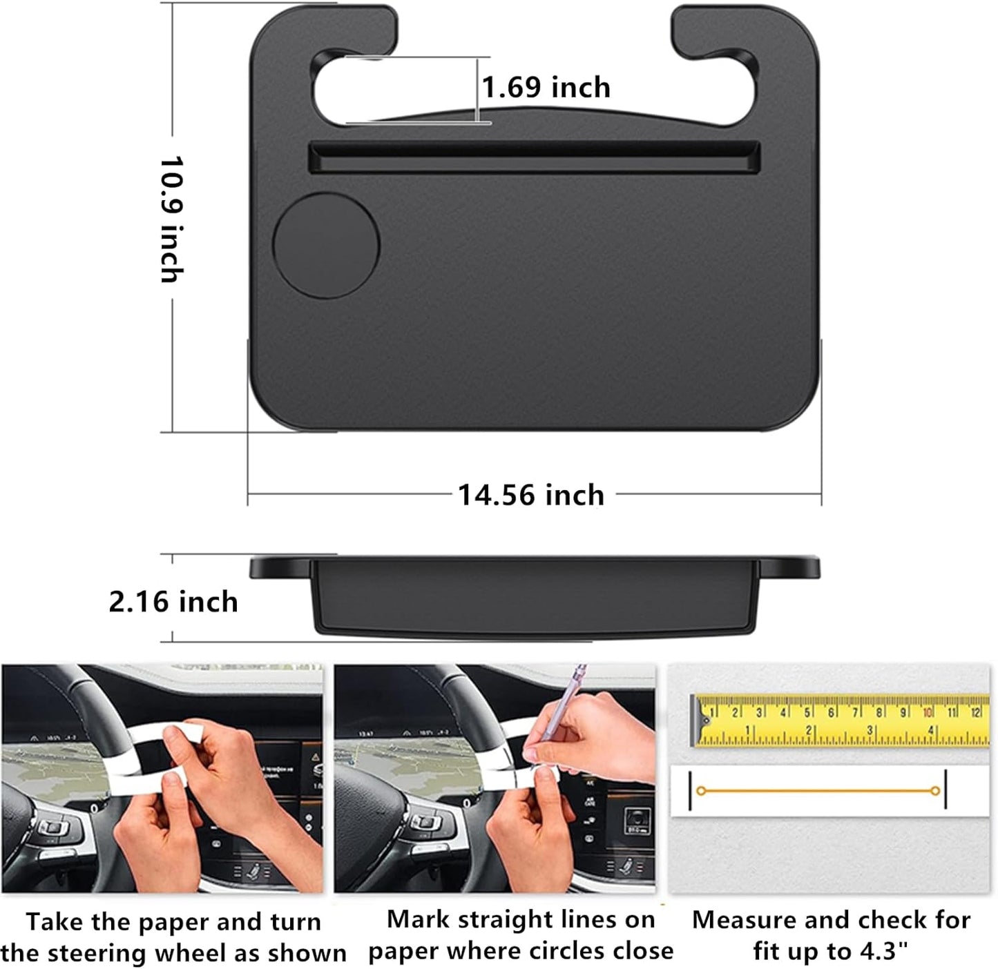 3-in-1 Steering Wheel Table Tray and Car Seat Gap Filler Organizer