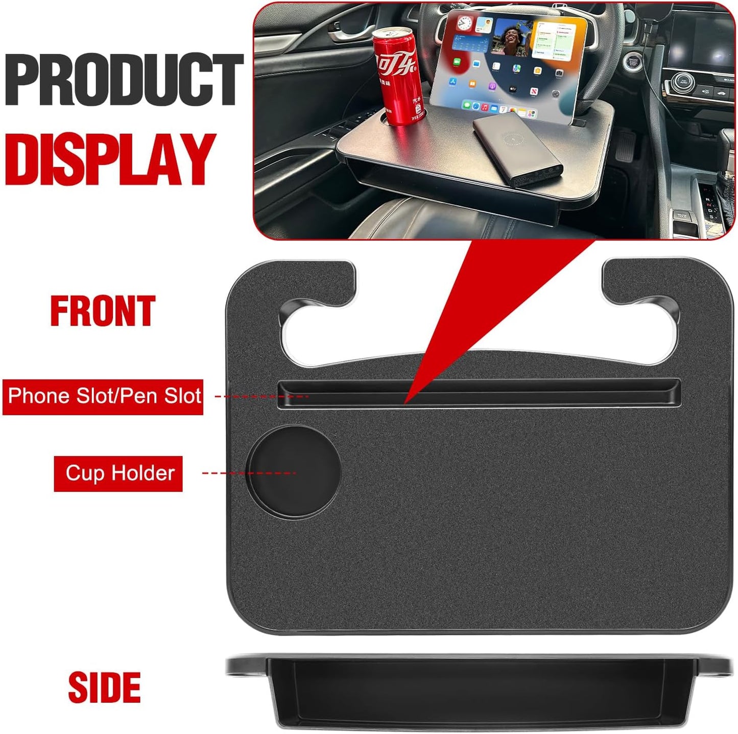 3-in-1 Steering Wheel Table Tray and Car Seat Gap Filler Organizer