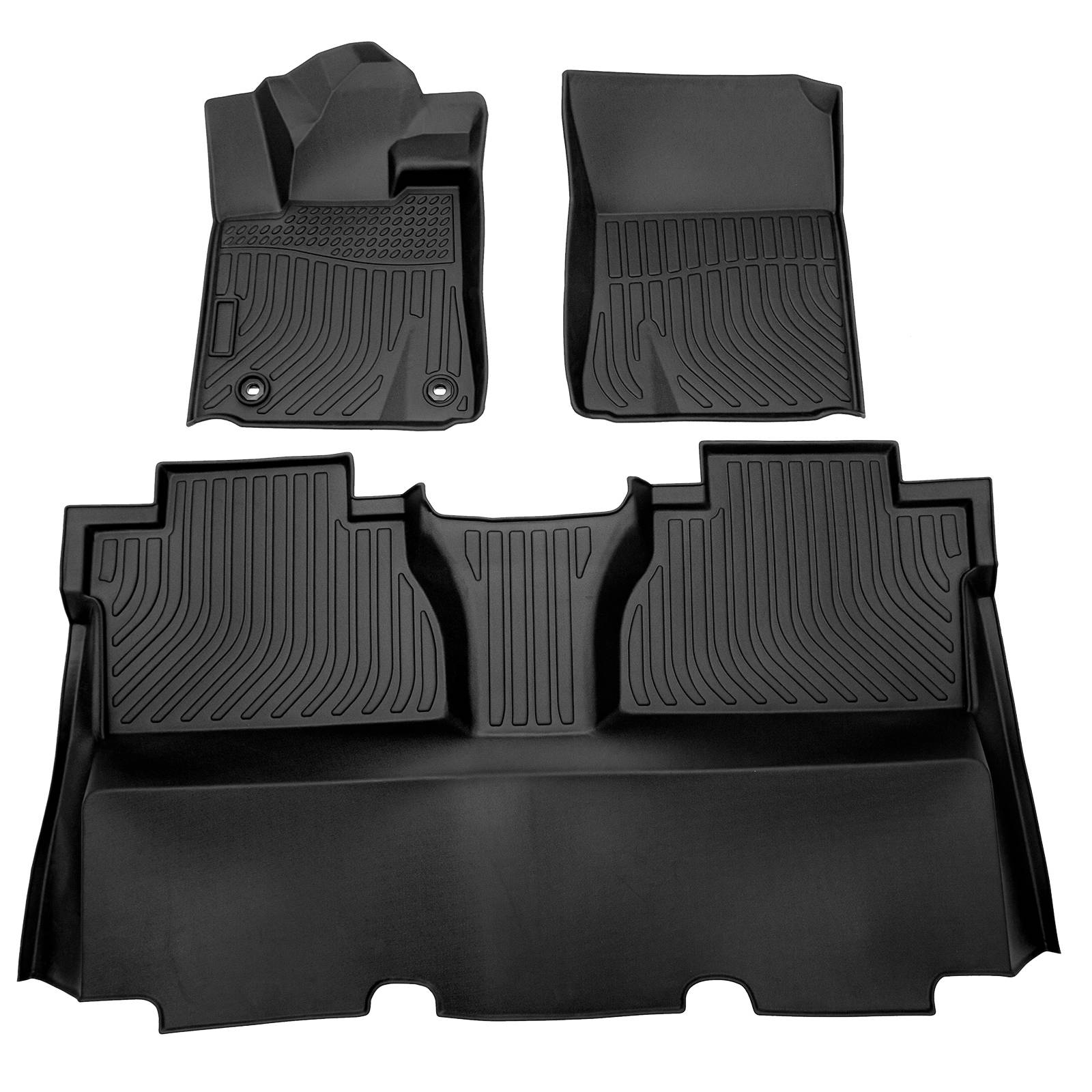 for Toyota Tundra CrewMax 2014-2021, TPE All Weather Floor Mats, Black, 3 Pieces - SHARGGE