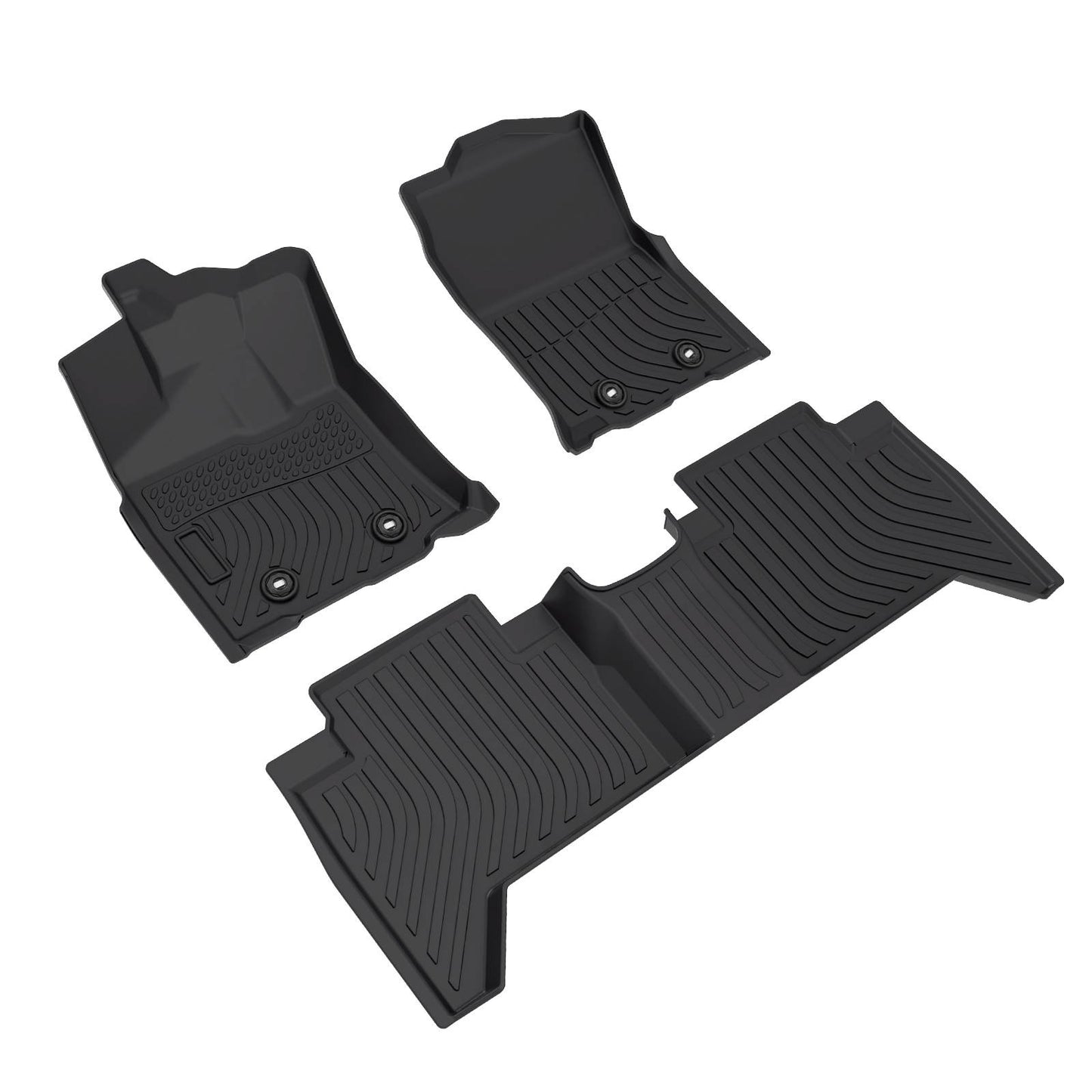 for Toyota Tacoma Double Cab 2018-2023, TPE All Weather Floor Mats, Black, 3 Pieces - SHARGGE