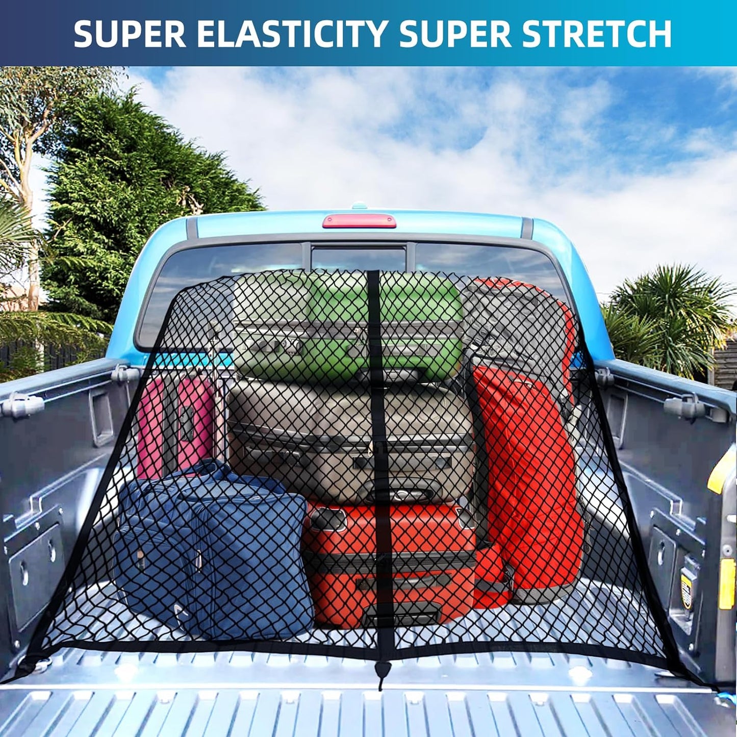 Elastic Pickup Truck Cargo Net Heavy Duty Storage Mesh, Size 4'x4'