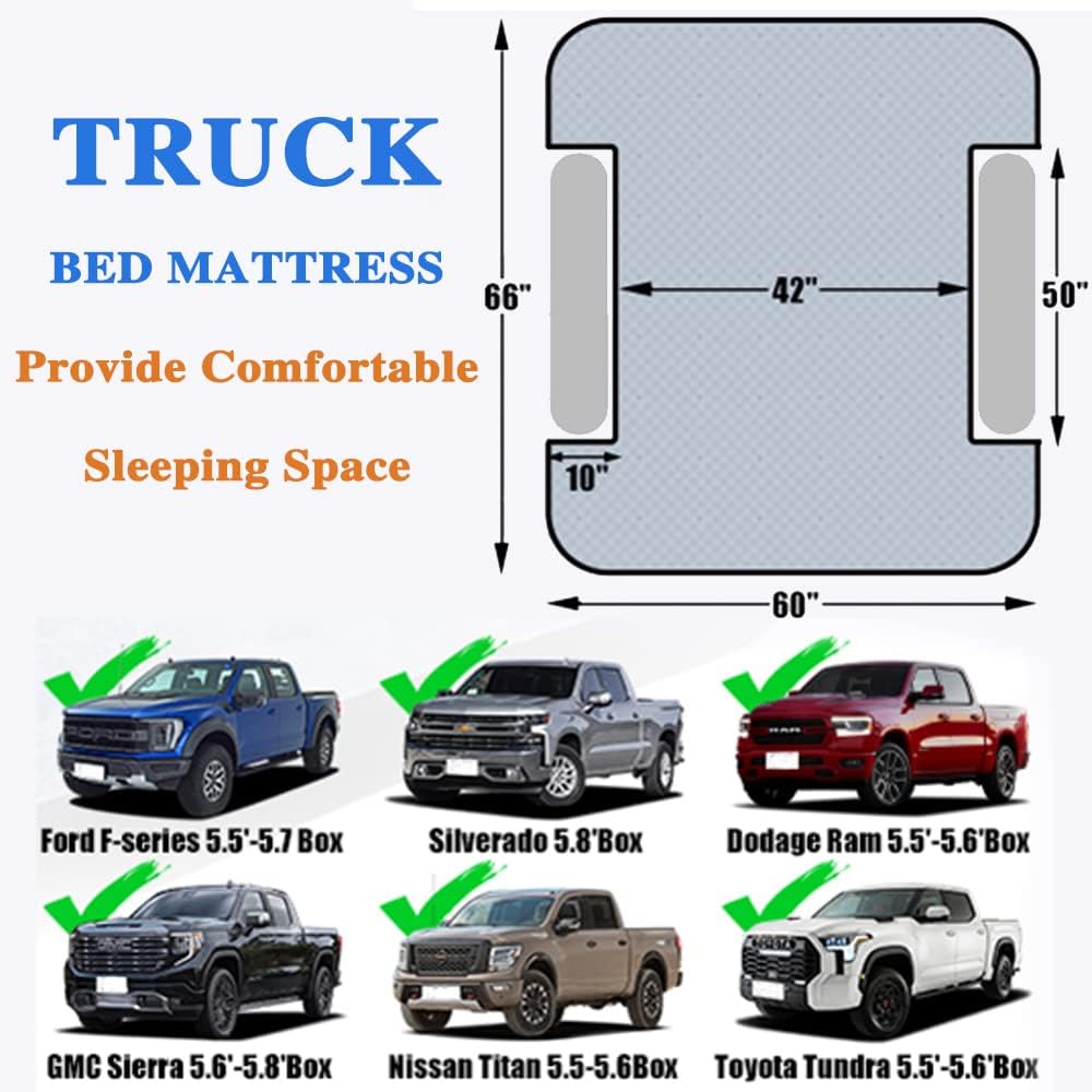 Inflatable Mattress for Pickup Truck Trunk  Air Pad Bed, Color Grey