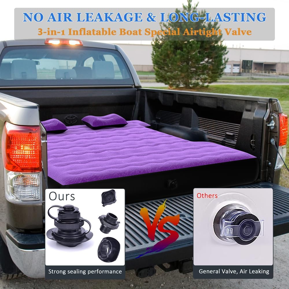 Inflatable Mattress for Pickup Truck Trunk  Air Pad Bed, Color Purple - SHARGGE