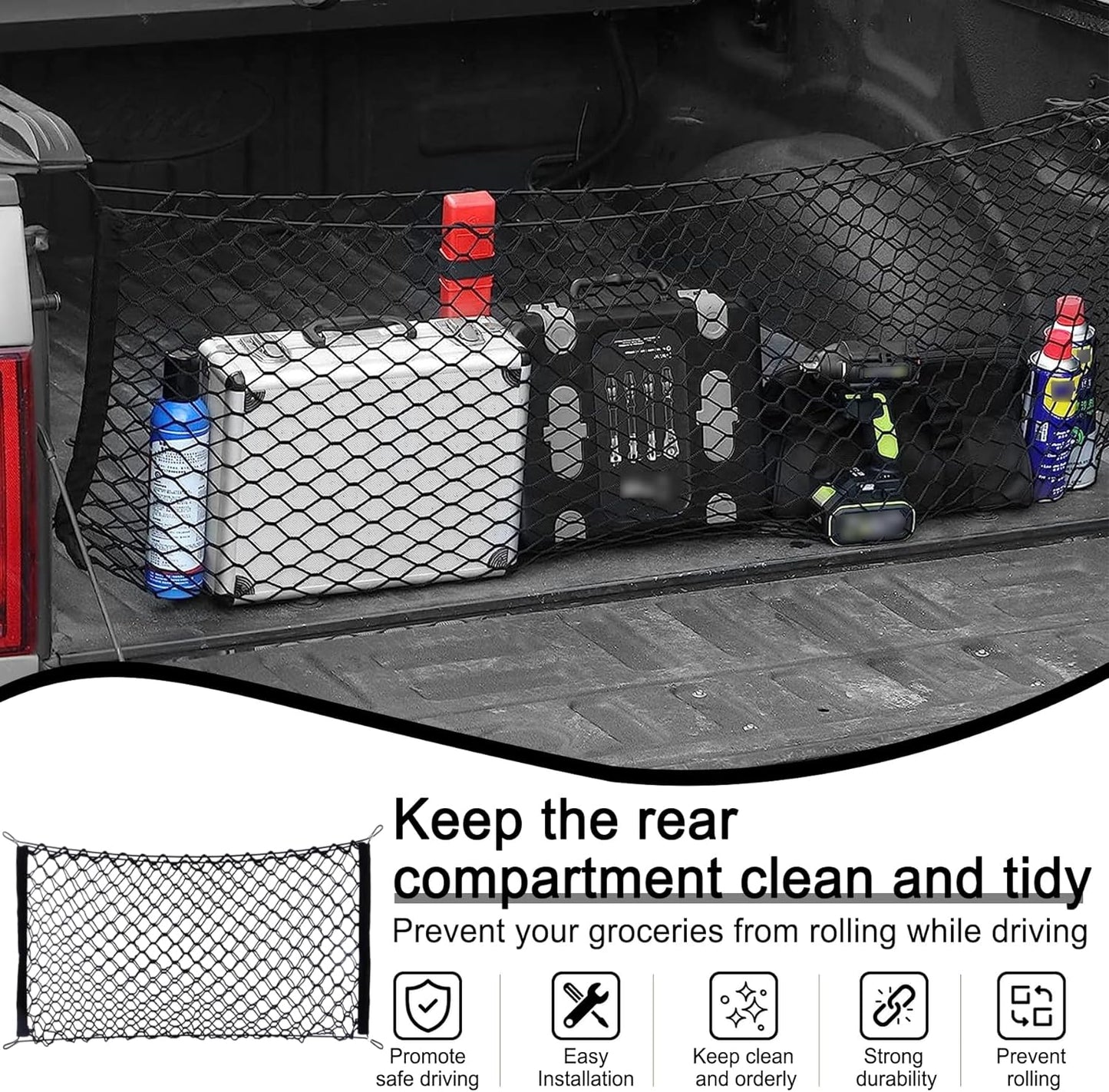 Cargo Net Trunk Storage Stretchable with Hook