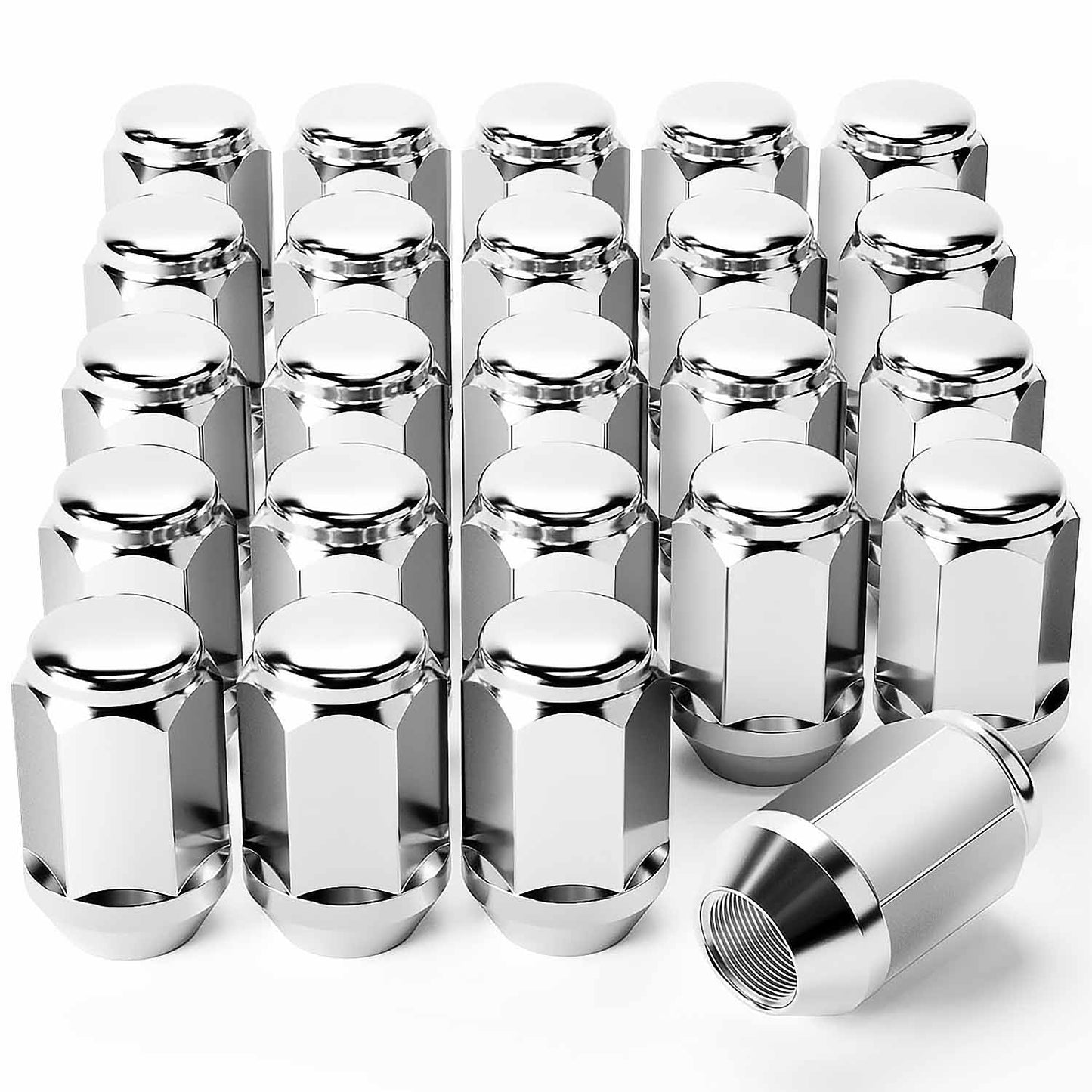 24 Pieces 1/2-20 Lug Nuts Chrome with Hex Tuner, 1.4 inches Length with Cone Seat - SHARGGE