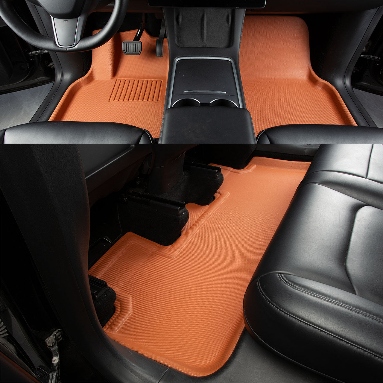 for Tesla Model Y 2020-2024, 3 Layer All-Weather Protection, Orange, 4 Pieces - SHARGGE