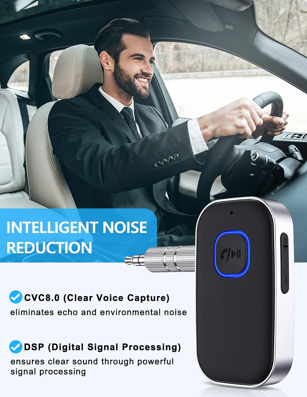 Car Bluetooth Receiver Noise Cancelling 3.5mm AUX Bluetooth Car Adapter