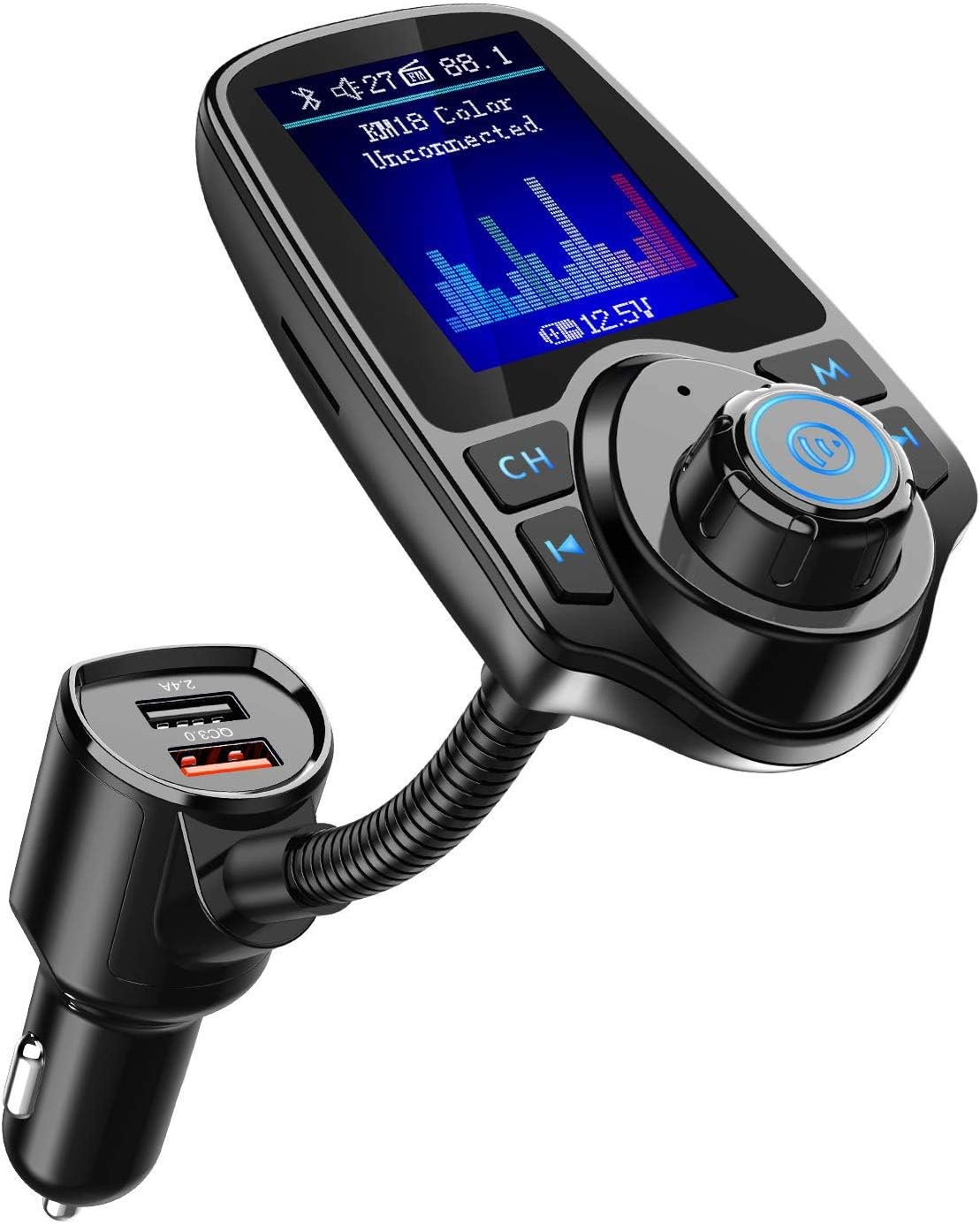 Bluetooth FM Transmitter Radio Adapter TF/SD Card Music Player USB Car Charger