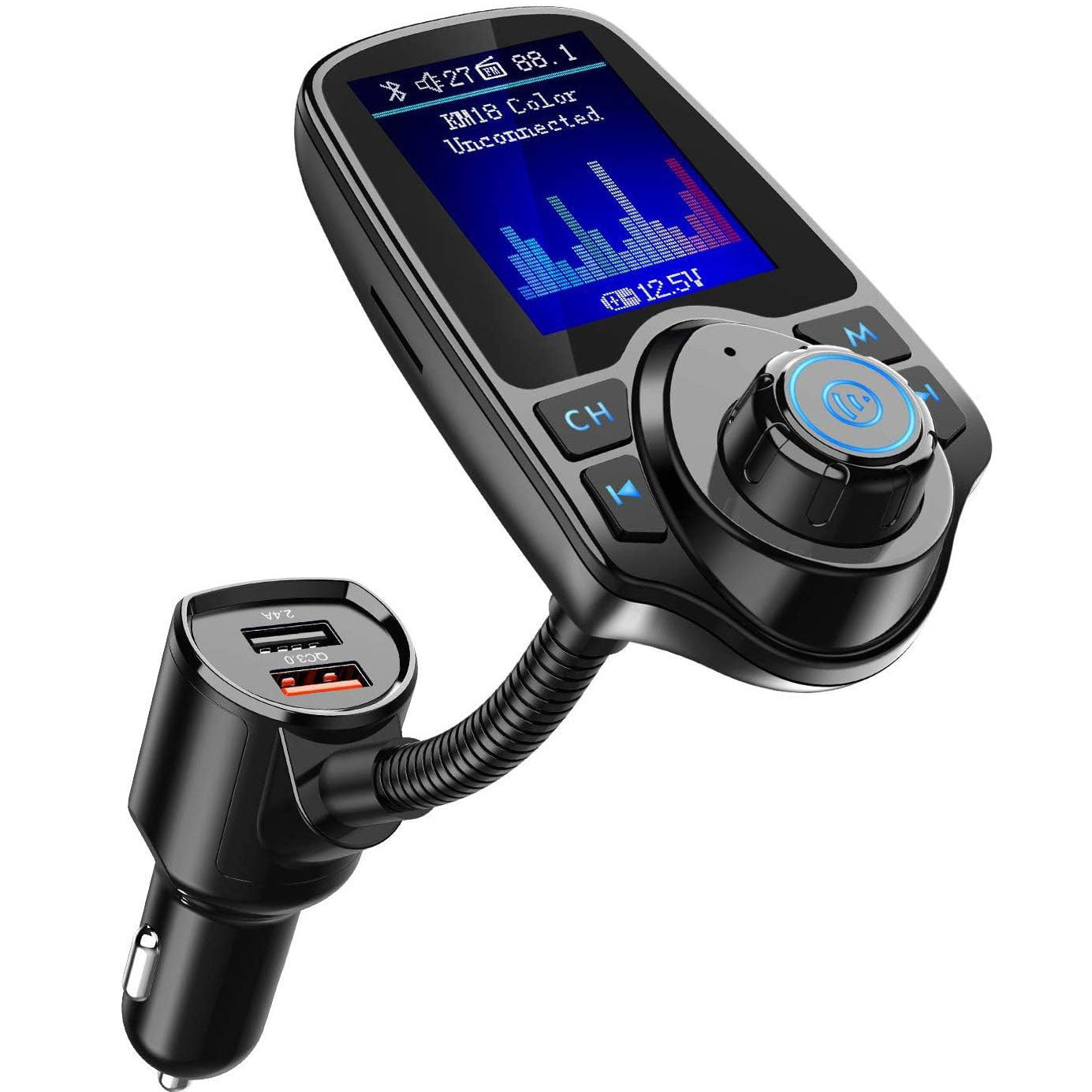 Bluetooth FM Transmitter Radio Adapter TF/SD Card Music Player USB Car Charger