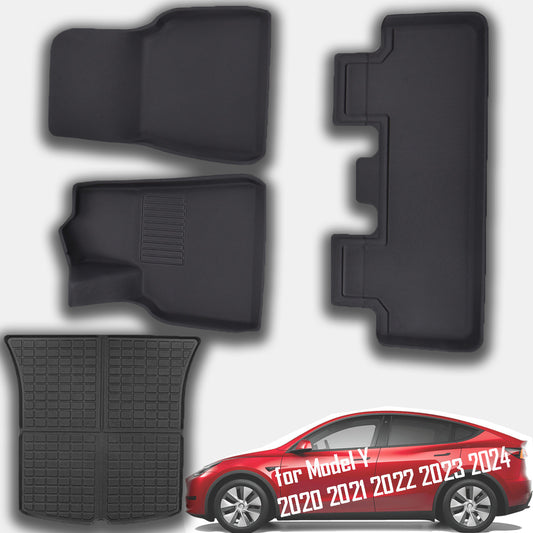 for Tesla Model Y 2020-2024, 3 Layer, All-Weather Protection, Black, 4 Pieces - SHARGGE