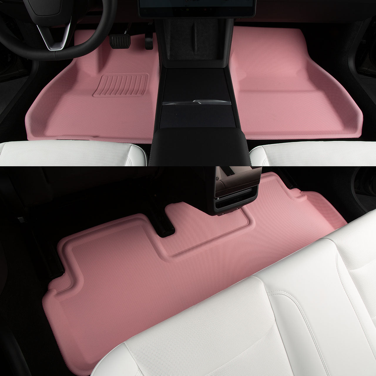 for Tesla Model 3 2024, 3 Layer All-Season Floor Mats, Pink, 3 Pieces - SHARGGE