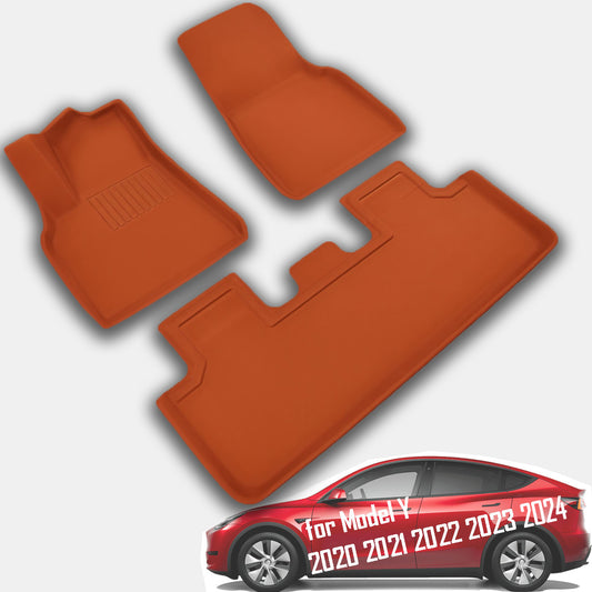 for Tesla Model Y 2020-2024, 3 Layer All-Weather Protection, Orange, 3 Pieces - SHARGGE